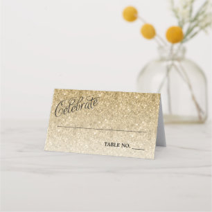 Celebrate Gold Glitter Personalised Place Card