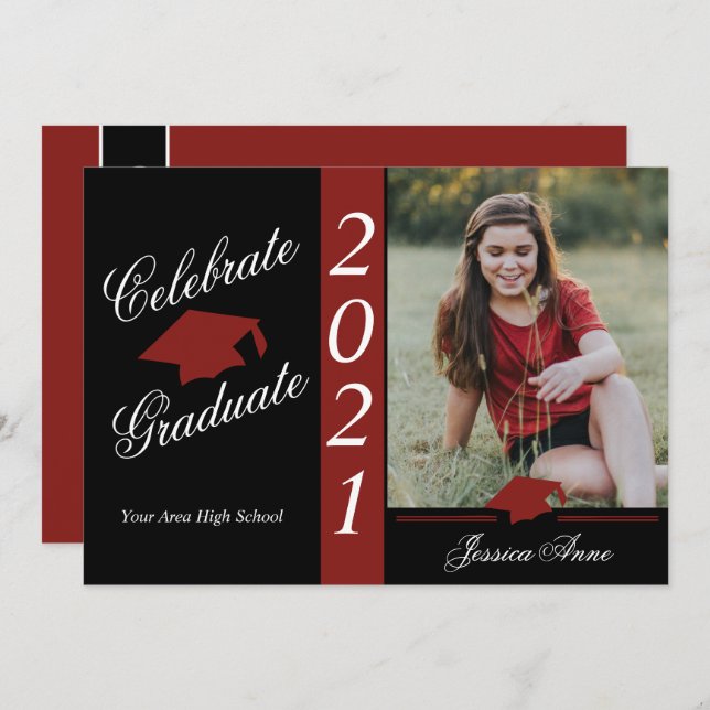 Celebrate Graduate With Photo Invitation (Front/Back)