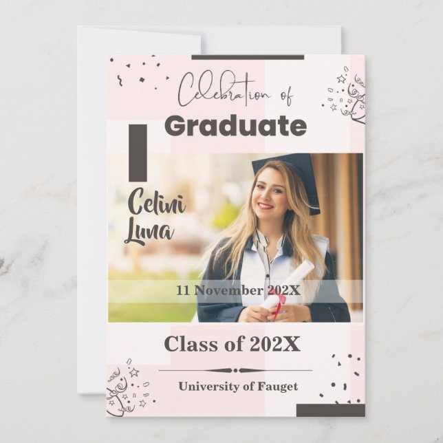 Celebrate Graduation with Modern Beige & Brown  Invitation (Front)