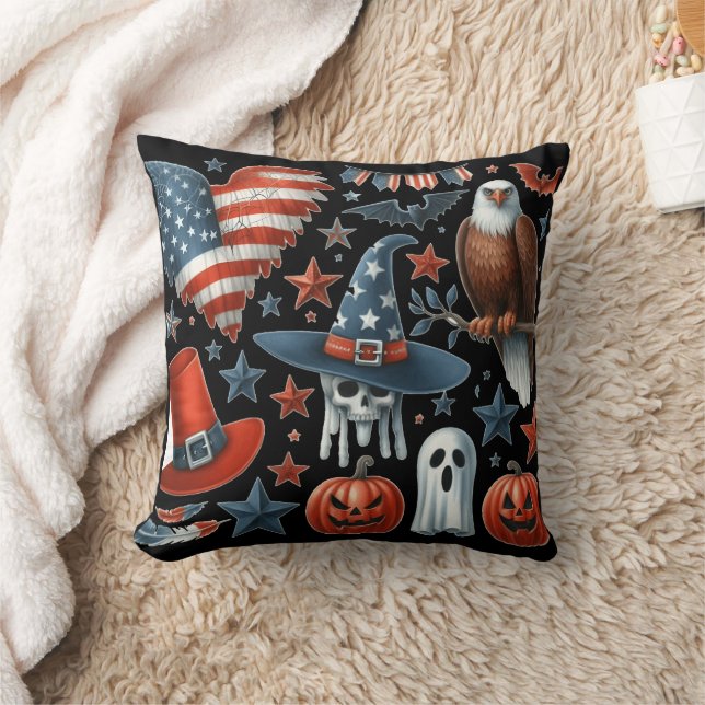 Celebrate Halloween and Patriotism: Red White &Boo Cushion (Blanket)
