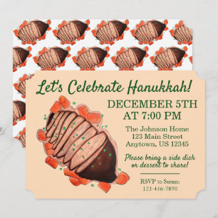 Celebrate Hanukkah Brisket Jewish Holidays Party Invitation
