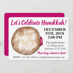 Celebrate Hanukkah Jelly Doughnut Jewish Holidays Invitation