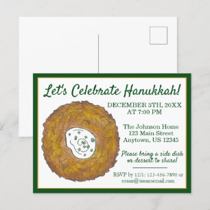 Celebrate Hanukkah Latkes Jewish Holidays Party Invitation Postcard