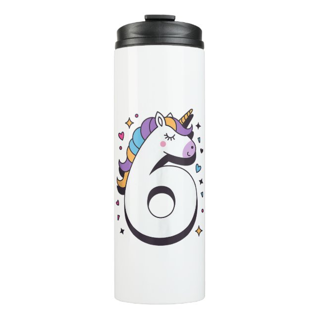 Celebrate Happy 6 Years Old Birthday Party For Gir Thermal Tumbler (Front)