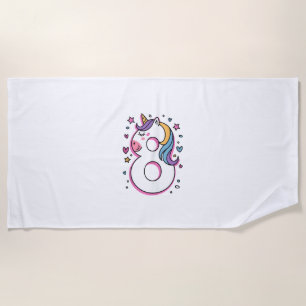 Celebrate Happy 8 Years Old Birthday Party For Gir Beach Towel