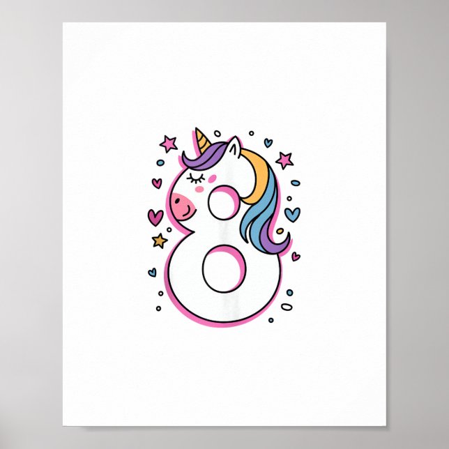 Celebrate Happy 8 Years Old Birthday Party For Gir Poster (Front)