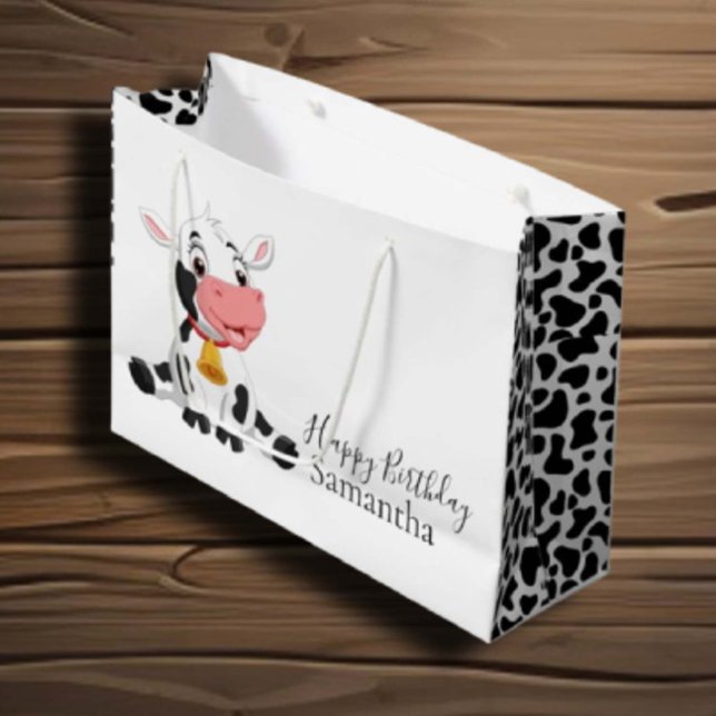 Celebrate Happy Birthday Baby Cow Large Gift Bag (Creator Uploaded)