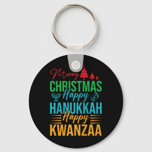 Celebrate Happy Merry Christmas Happy Hanukkah Hap Key Ring