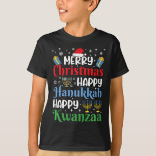 Celebrate Happy Merry Christmas Happy Hanukkah Hap T-Shirt