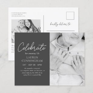 Celebrate Her Amazing Life Simple Modern Photo Postcard