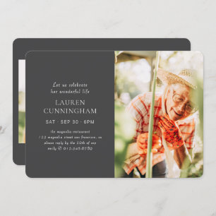 Celebrate Her Life Modern Simple Minimalist Photo Invitation