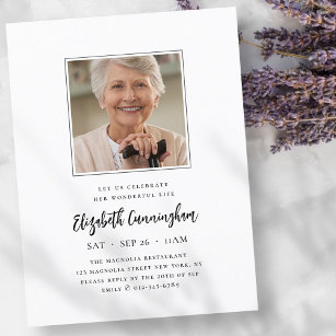 Celebrate Her Wonderful Life Modern Memorial Photo Invitation Postcard
