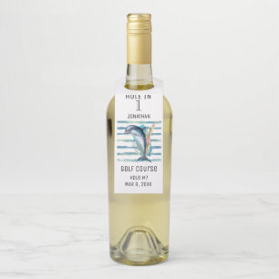 CELEBRATE HOLE IN 1, MARINE LIFE DOLPHIN ART  BOTT BOTTLE TAG