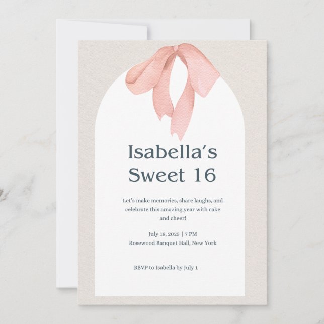 "Celebrate in style – Elegant Sweet 16 Invitation" (Front)