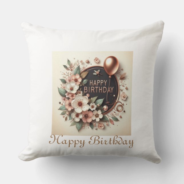  Celebrate in Style: Happy Birthday Throw Pillows! Cushion (Front)
