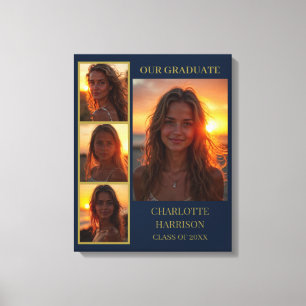 Celebrate in Style with Graduation 4-Photo Collage Canvas Print