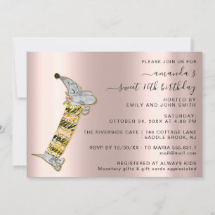 Celebrate in Style with Rose Cute Dog Sweet 16th  Invitation