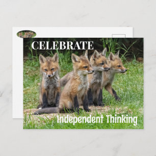 Celebrate Independant Thinking Foxes Postcard
