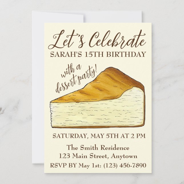 Celebrate Italian Cheesecake Slice Dessert Party Invitation (Front)