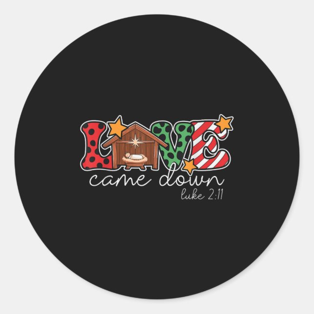 Celebrate Joyful Christian Christmas Bible, Love C Classic Round Sticker (Front)