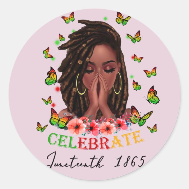 Celebrate Juneteenth 1865 Classic Round Sticker (Front)
