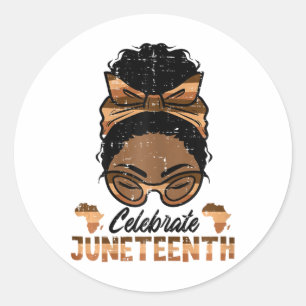 Celebrate Juneteenth Black Woman Freedom Day Women Classic Round Sticker