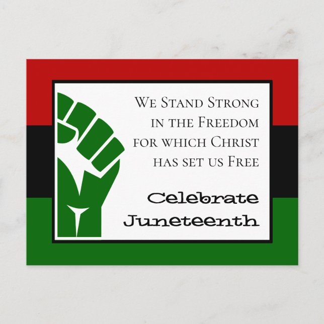 CELEBRATE JUNETEENTH Customisable Text Power Fist Postcard (Front)