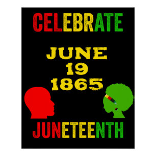 Celebrate Juneteenth Freedom Day Red Yellow Green Poster