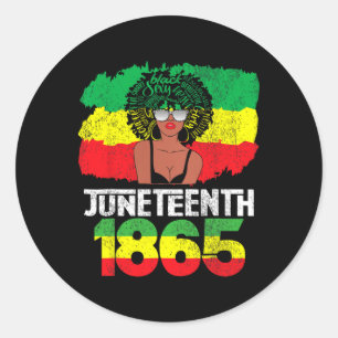 Celebrate Juneteenth Messy Bun Black Women 1865 Ju Classic Round Sticker