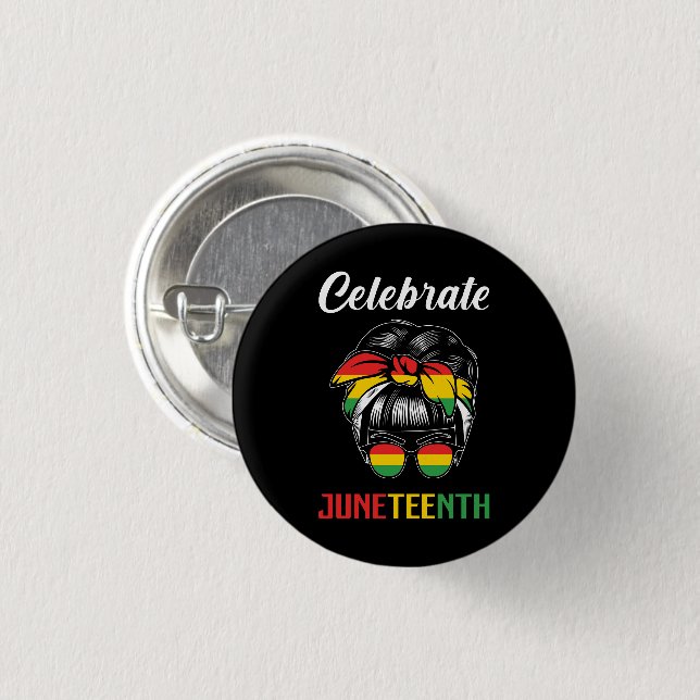 Celebrate Juneteenth | Messy Bun | Red Black Green 3 Cm Round Badge (Front & Back)