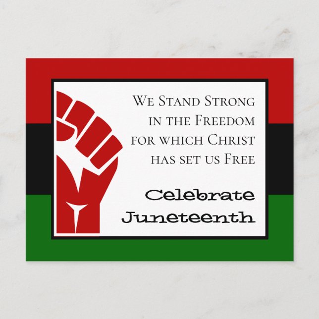 CELEBRATE JUNETEENTH Power Fist Customisable Text Postcard (Front)