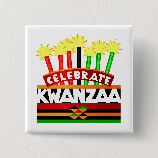Celebrate Kwanzaa 15 Cm Square Badge (Front)