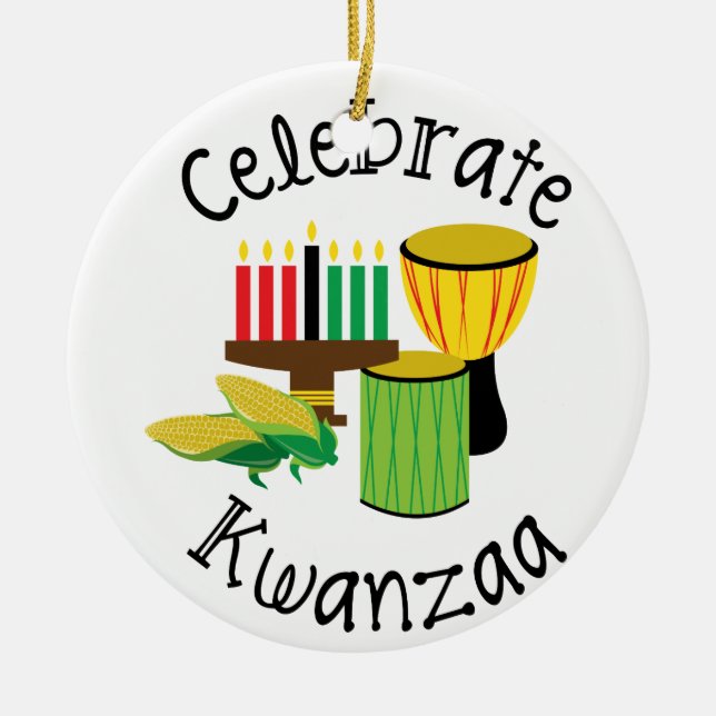 Celebrate Kwanzaa Ceramic Tree Decoration (Front)