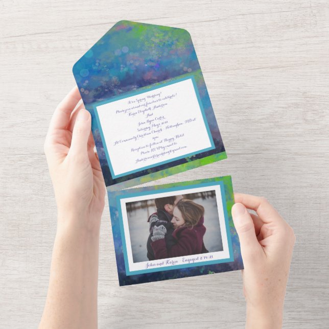 Celebrate love Abstract impressionist watercolor  All In One Invitation (Tearaway)