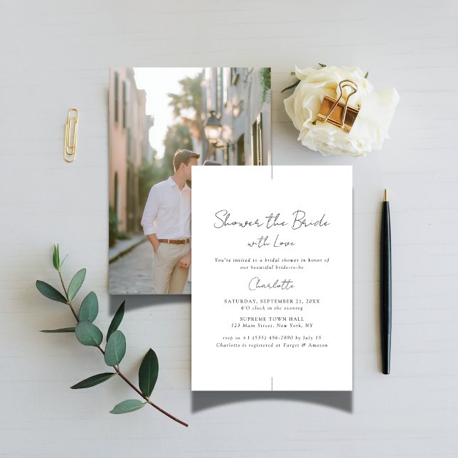 Celebrate Love Couple Photo Bridal Shower Party Invitation (Creator Uploaded)