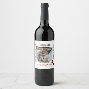 Celebrate Love modern red poppies Wine Label