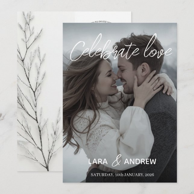 Celebrate Love Personalised Simple Modern wedding Invitation (Front/Back)