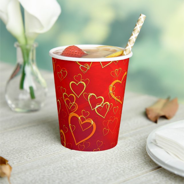Celebrate Love Red Hearts  Paper Cups (Insitu)