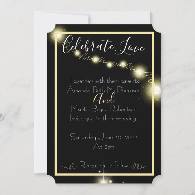Celebrate Love Simple twinkling wedding Invitation (Front)