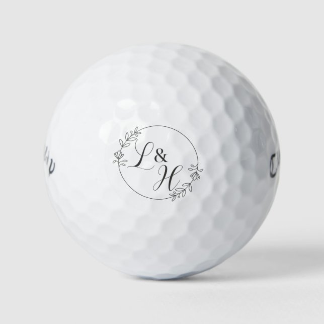 Celebrate Love Wedding Monogram Customisable Favou Golf Balls (Front)