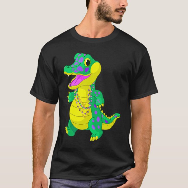 Celebrate Madri Gras Alligator Beads Festival Men  T-Shirt (Front)