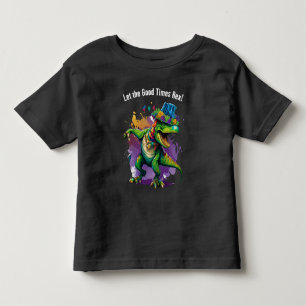 Celebrate Mardi Gras with Dancing T Rex Dinosaur Toddler T-Shirt