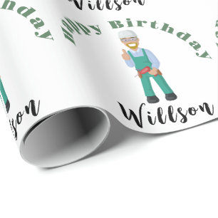 Celebrate mechanic birthday wrapping paper