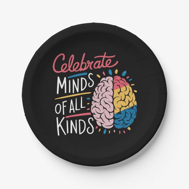 Celebrate Minds of All Kinds Autism Awareness Paper Plate (Front)