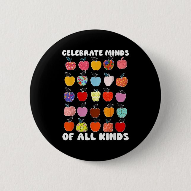Celebrate Minds Of All Kinds Folk Art S Sped Teach 6 Cm Round Badge (Front)