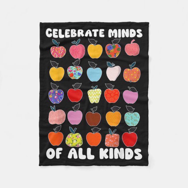 Celebrate Minds Of All Kinds Folk Art S Sped Teach Fleece Blanket (Front)
