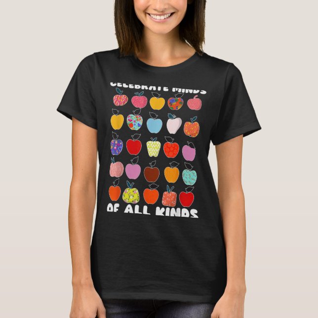 Celebrate Minds Of All Kinds Folk Art S Sped Teach T-Shirt (Front)
