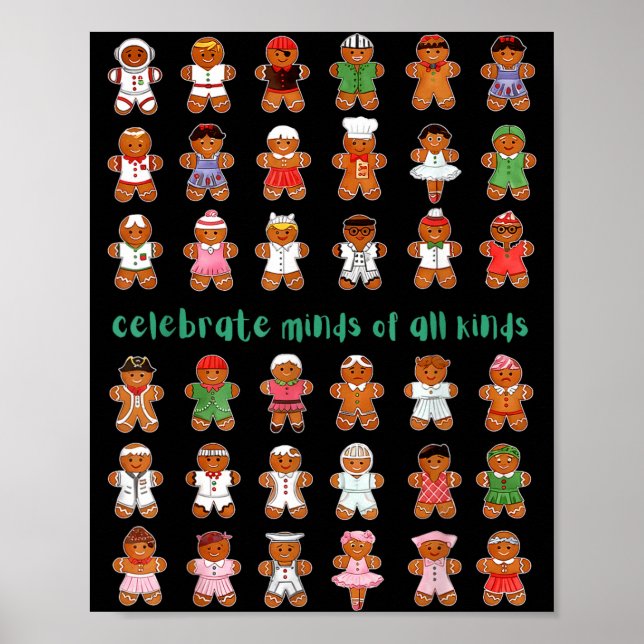 Celebrate Minds Of All Kinds Gingerbread Autism Aw Poster (Front)