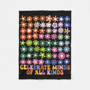 Celebrate Minds Of All Kinds Groovy Flower Autism  Fleece Blanket