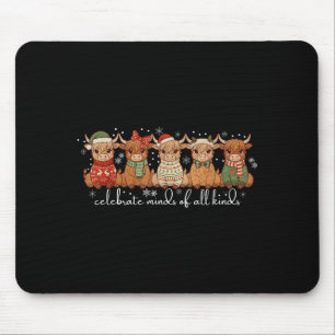 Celebrate Minds Of All Kinds Highland Cow Sped Tea Mouse Mat